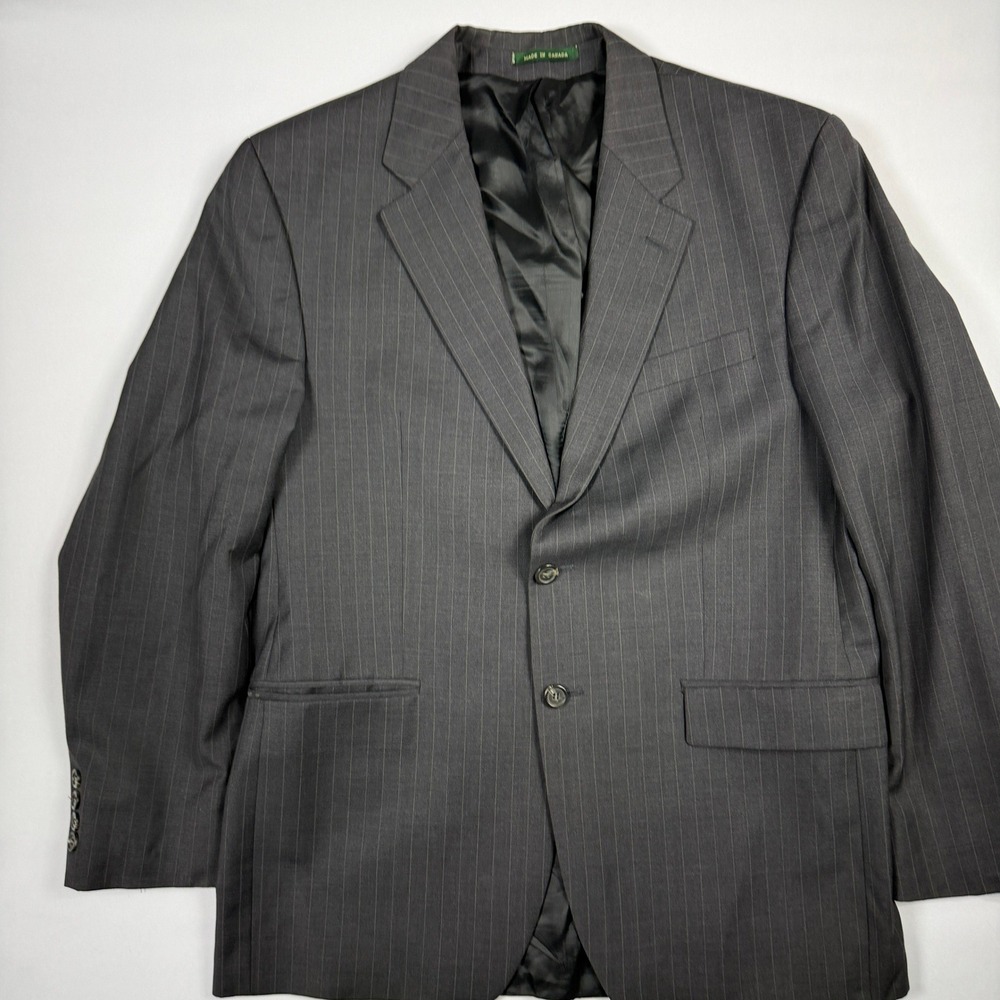 Vintage Lauren Ralph Lauren Mens Blazer 44 Grey Pinstripe 100% Wool Canada